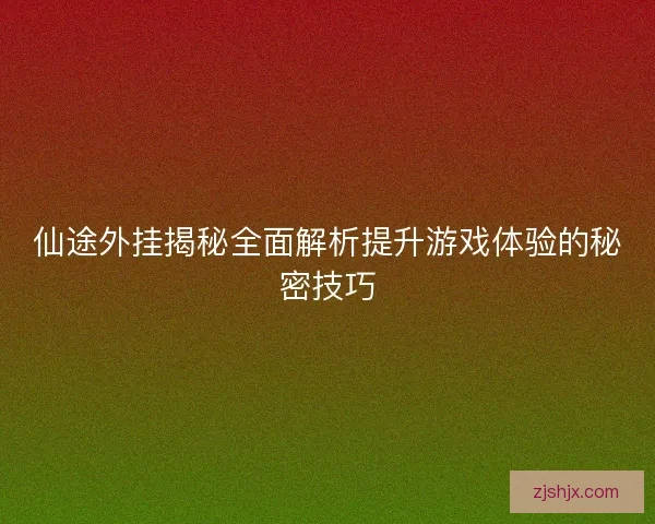 仙途外挂揭秘全面解析提升游戏体验的秘密技巧