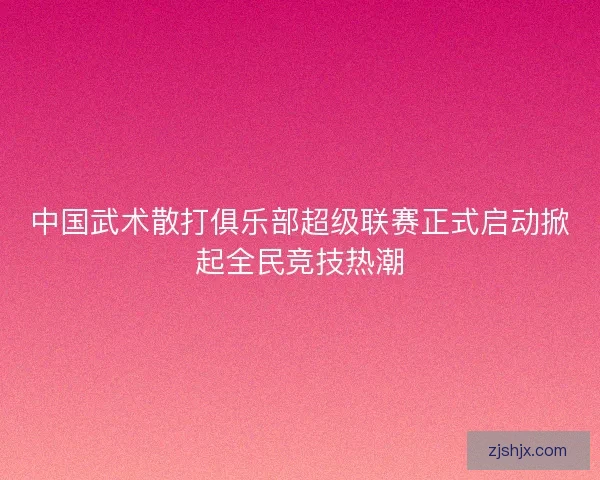 中国武术散打俱乐部超级联赛正式启动掀起全民竞技热潮