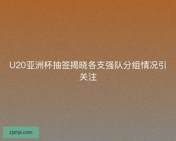 U20亚洲杯抽签揭晓各支强队分组情况引关注